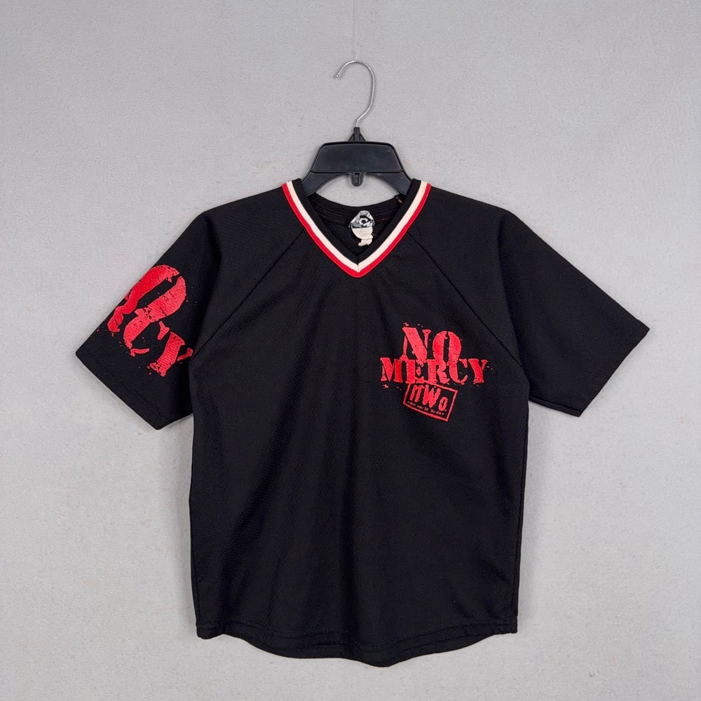 Vintage WCW nWo No Mercy Jersey Shirt Womens Small Black Rules Bones Broken 90s